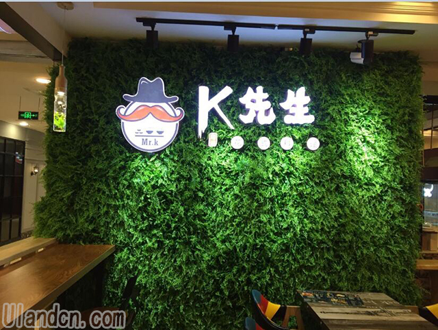 仿真植物墻上安裝發光logo